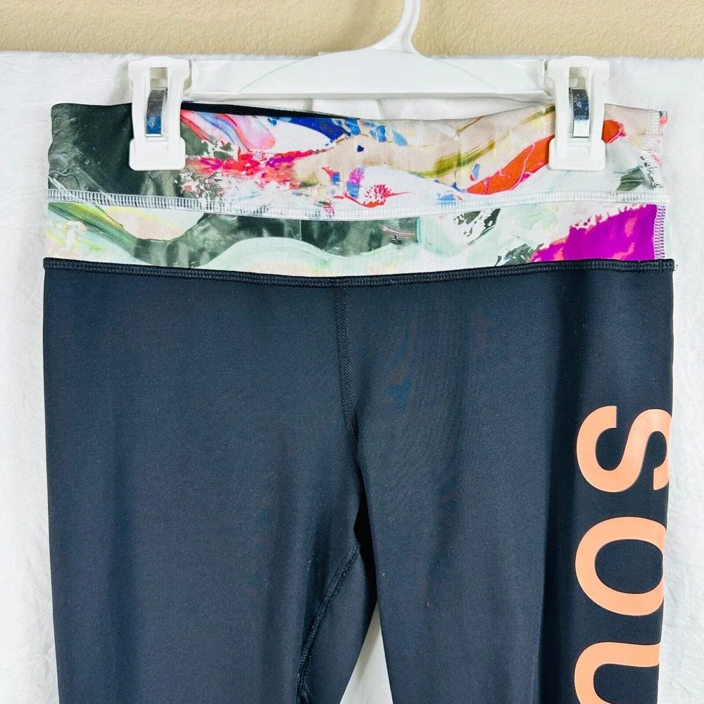 LULULEMON x SOULCYCLE leggings Quarter Black‎ with Multicolor size 4